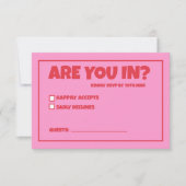 緑ファンキーピンク赤RSVPファンキー 出欠カード (正面)