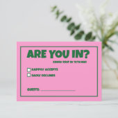 緑ファンキーピンク赤RSVPファンキー 出欠カード (スタンド正面)