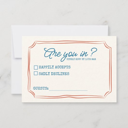 緑ファンキーピンク赤RSVPファンキー 出欠カード (正面)