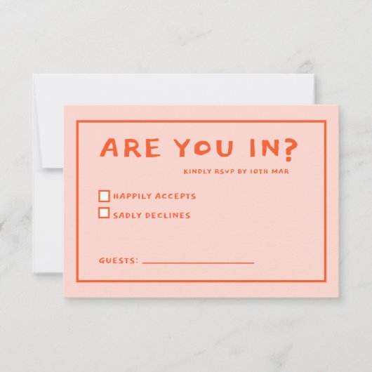 緑ファンキーピンク赤RSVPファンキー 出欠カード (正面)