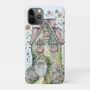 緑ファンキー水色の家の花のマリオン iPhone 11 PROケース