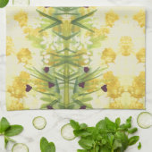 緑ファンシーと黄色のハンドタオル キッチンタオル (折り畳み)