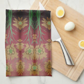 緑ファンシーのアクセント付きのティータオル キッチンタオル (四つ折り)