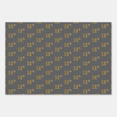 緑ファンシー、グレー、紫、フェイク金ゴールド11番目のイベント番号 ラッピングペーパーシート (正面2)