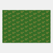 緑ファンシー、グレー、紫、フェイク金ゴールド11番目のイベント番号 ラッピングペーパーシート (正面)