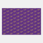 緑ファンシー、グレー、紫、フェイク金ゴールド13番目のイベント番号 ラッピングペーパーシート (正面3)