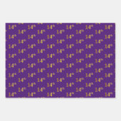 緑ファンシー、グレー、紫、フェイク金ゴールド14番目のイベント番号 ラッピングペーパーシート (正面3)