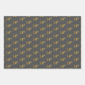 緑ファンシー、グレー、紫、フェイク金ゴールド14番目のイベント番号 ラッピングペーパーシート (正面2)