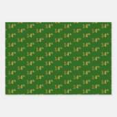 緑ファンシー、グレー、紫、フェイク金ゴールド14番目のイベント番号 ラッピングペーパーシート (正面)