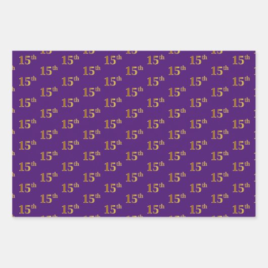 緑ファンシー、グレー、紫、フェイク金ゴールド15番目のイベント番号 ラッピングペーパーシート (正面3)