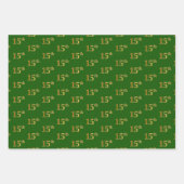 緑ファンシー、グレー、紫、フェイク金ゴールド15番目のイベント番号 ラッピングペーパーシート (正面)