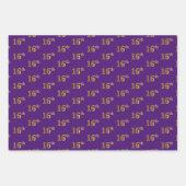 緑ファンシー、グレー、紫、フェイク金ゴールド16番目のイベント番号 ラッピングペーパーシート (正面3)