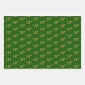 緑ファンシー、グレー、紫、フェイク金ゴールド16番目のイベント番号 ラッピングペーパーシート (正面)