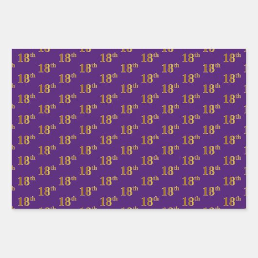 緑ファンシー、グレー、紫、フェイク金ゴールド18番目のイベント番号 ラッピングペーパーシート (正面3)