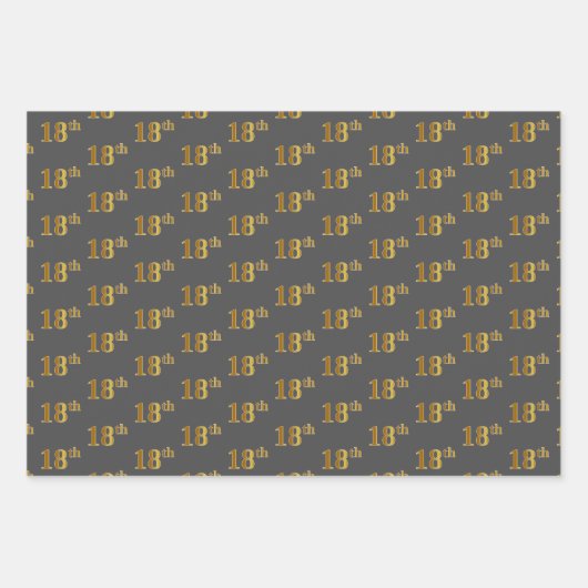 緑ファンシー、グレー、紫、フェイク金ゴールド18番目のイベント番号 ラッピングペーパーシート (正面2)