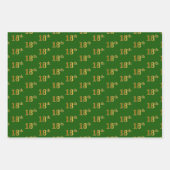 緑ファンシー、グレー、紫、フェイク金ゴールド18番目のイベント番号 ラッピングペーパーシート (正面)