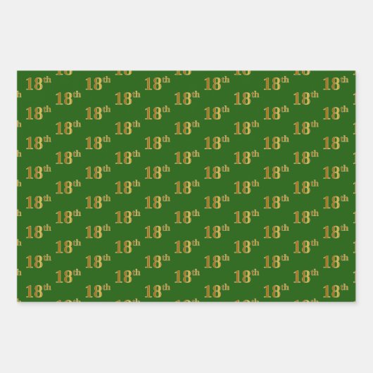 緑ファンシー、グレー、紫、フェイク金ゴールド18番目のイベント番号 ラッピングペーパーシート (正面)