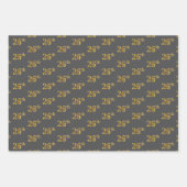 緑ファンシー、グレー、紫、フェイク金ゴールド26番目のイベント番号 ラッピングペーパーシート (正面2)