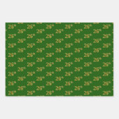 緑ファンシー、グレー、紫、フェイク金ゴールド26番目のイベント番号 ラッピングペーパーシート (正面)