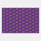 緑ファンシー、グレー、紫、フェイク金ゴールド31番目のイベント番号 ラッピングペーパーシート (正面3)