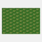 緑ファンシー、グレー、紫、フェイク金ゴールド31番目のイベント番号 ラッピングペーパーシート (正面)