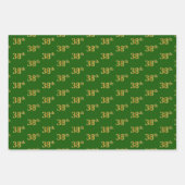 緑ファンシー、グレー、紫、フェイク金ゴールド38番目のイベント番号 ラッピングペーパーシート (正面)