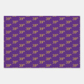 緑ファンシー、グレー、紫、フェイク金ゴールド39番目のイベント番号 ラッピングペーパーシート (正面3)