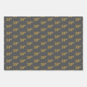 緑ファンシー、グレー、紫、フェイク金ゴールド39番目のイベント番号 ラッピングペーパーシート (正面2)