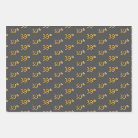 緑ファンシー、グレー、紫、フェイク金ゴールド39番目のイベント番号 ラッピングペーパーシート (正面2)