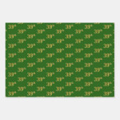 緑ファンシー、グレー、紫、フェイク金ゴールド39番目のイベント番号 ラッピングペーパーシート (正面)