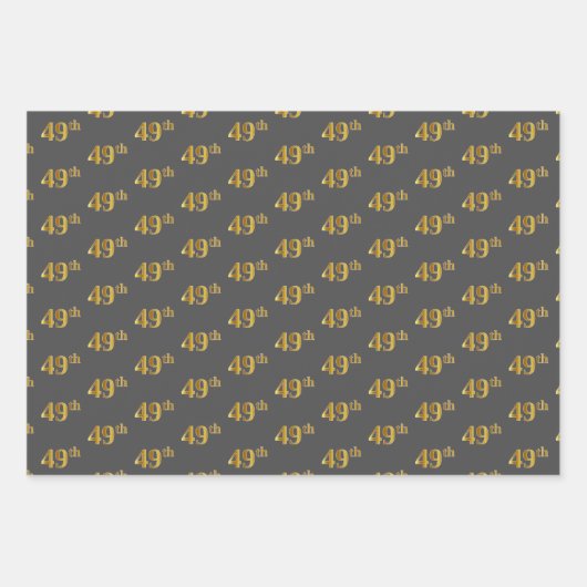 緑ファンシー、グレー、紫、フェイク金ゴールド49番目のイベント番号 ラッピングペーパーシート (正面2)