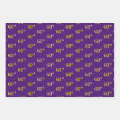 緑ファンシー、グレー、紫、フェイク金ゴールド60番目のイベント番号 ラッピングペーパーシート (正面3)