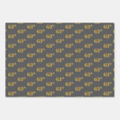 緑ファンシー、グレー、紫、フェイク金ゴールド60番目のイベント番号 ラッピングペーパーシート (正面2)