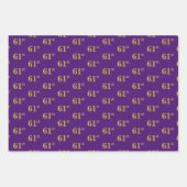 緑ファンシー、グレー、紫、フェイク金ゴールド61番目のイベント番号 ラッピングペーパーシート (正面3)