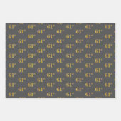 緑ファンシー、グレー、紫、フェイク金ゴールド61番目のイベント番号 ラッピングペーパーシート (正面2)