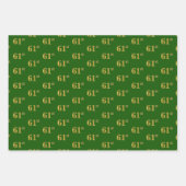 緑ファンシー、グレー、紫、フェイク金ゴールド61番目のイベント番号 ラッピングペーパーシート (正面)