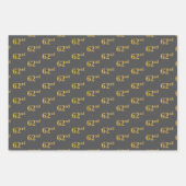 緑ファンシー、グレー、紫、フェイク金ゴールド62番目のイベント番号 ラッピングペーパーシート (正面2)