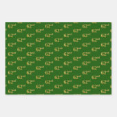 緑ファンシー、グレー、紫、フェイク金ゴールド62番目のイベント番号 ラッピングペーパーシート (正面)