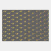 緑ファンシー、グレー、紫、フェイク金ゴールド63番目のイベント番号 ラッピングペーパーシート (正面2)