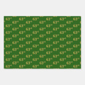 緑ファンシー、グレー、紫、フェイク金ゴールド63番目のイベント番号 ラッピングペーパーシート (正面)