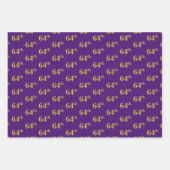 緑ファンシー、グレー、紫、フェイク金ゴールド64番目のイベント番号 ラッピングペーパーシート (正面3)