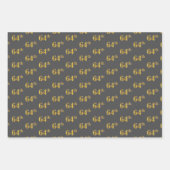 緑ファンシー、グレー、紫、フェイク金ゴールド64番目のイベント番号 ラッピングペーパーシート (正面2)