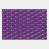 緑ファンシー、グレー、紫、フェイク金ゴールド67番目のイベント番号 ラッピングペーパーシート (正面3)