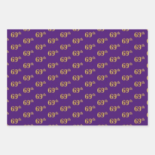 緑ファンシー、グレー、紫、フェイク金ゴールド69番目のイベント番号 ラッピングペーパーシート (正面3)