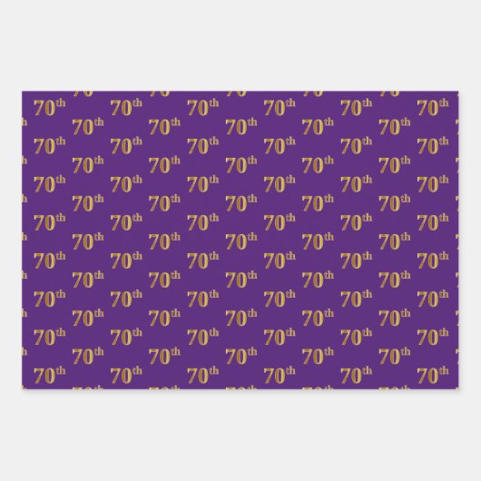 緑ファンシー、グレー、紫、フェイク金ゴールド70番目のイベント番号 ラッピングペーパーシート (正面3)