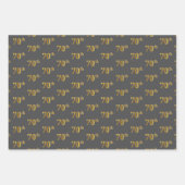 緑ファンシー、グレー、紫、フェイク金ゴールド70番目のイベント番号 ラッピングペーパーシート (正面2)