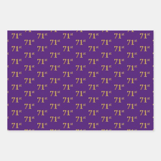 緑ファンシー、グレー、紫、フェイク金ゴールド71番目のイベント番号 ラッピングペーパーシート (正面3)