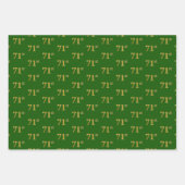 緑ファンシー、グレー、紫、フェイク金ゴールド71番目のイベント番号 ラッピングペーパーシート (正面)