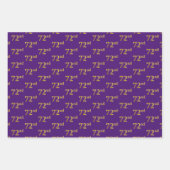 緑ファンシー、グレー、紫、フェイク金ゴールド72番目のイベント番号 ラッピングペーパーシート (正面3)