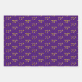 緑ファンシー、グレー、紫、フェイク金ゴールド75番目のイベント番号 ラッピングペーパーシート (正面3)